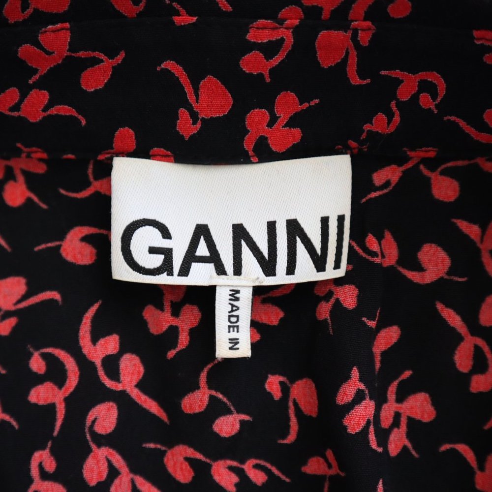 Ganni Red and Black Floral Midi Dress - Picture 3 of 12